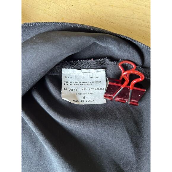 VTG A. Byer Cami Top Black Satin Ruched Camisole Tank 90s Club wear USA Y2K Med - Picture 11 of 13
